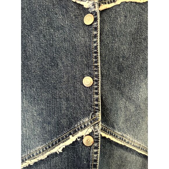 Paris Blues Vintage 90's Long Denim Raw Edge Jacket Women's Size Small - Picture 8 of 8